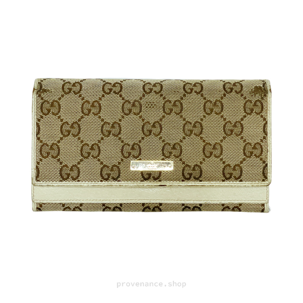🔴 Gucci GG Canvas Long Wallet - White - Picture 1 of 11